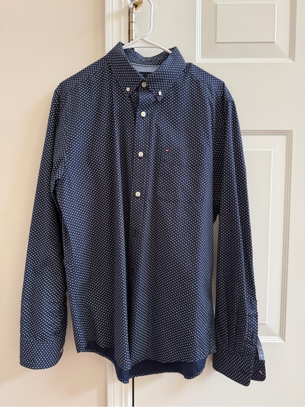 Tommy Hilfiger - Men’s Navy Micro-Pattern Button-Down Shirt (medium)